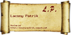 Lacsny Patrik névjegykártya